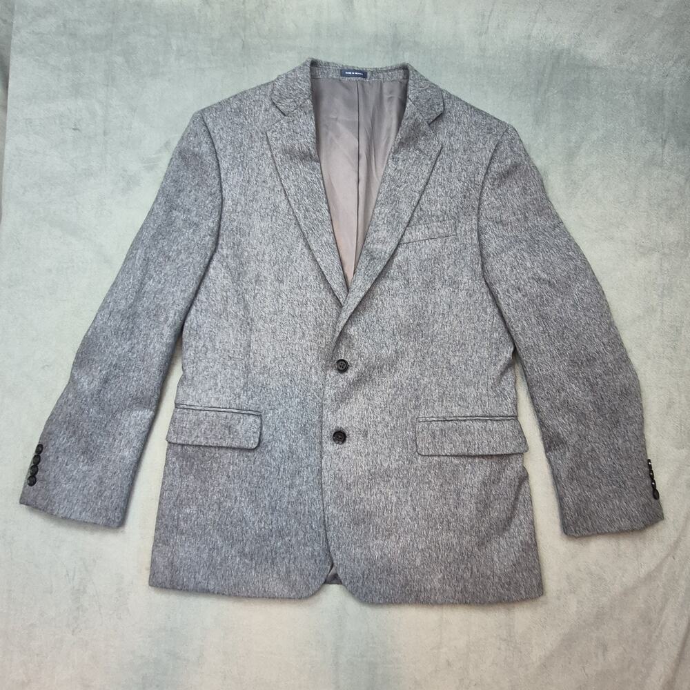 44R Classic-Fit Stafford Gray Soft Camel Hair 2-Button Sport Coat Blazer Jacket